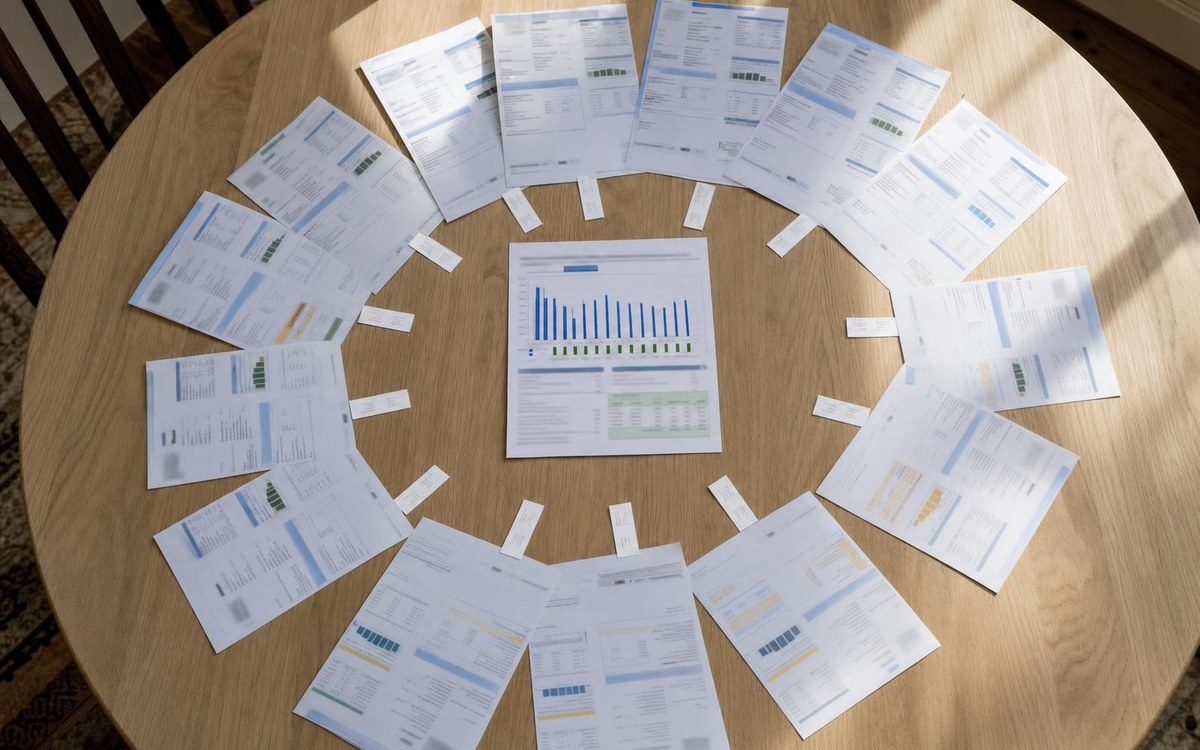 Delaware annual net-metering credit ledger Twelve generic monthly electric bills and a solar production summary arranged as an annual credit ledger.